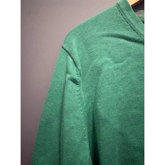 Lands’ End Sweater Mens Size L Green V-Neck Pullover Long Sleeve Knit - Picture 2 of 9
